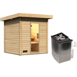 Karibu Gartensauna Saunahaus Caapi 3 Isolierte Saunatür 9 kW Ofen integr. Steuerung