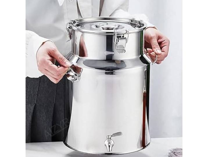 Milchkanne Edelstahl 22 Liter Mit Hahn,Milcheimer Edelstahl Mit Deckel Luftdichtes Milchkännchen Milch Barrel Farm Milk Transport Can Hahn Milk Jug Pitcher,Capacity-22L