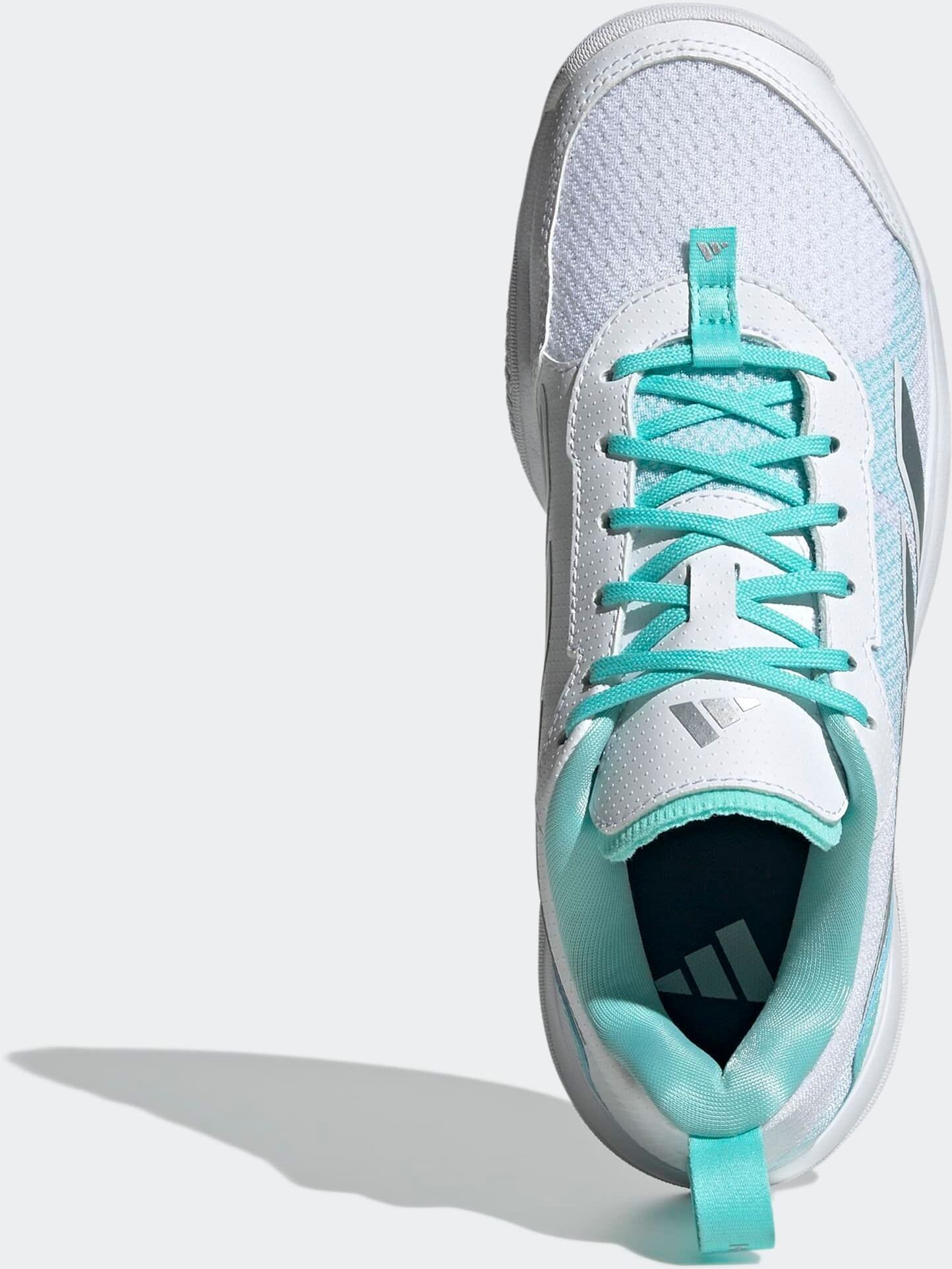 Tennisschuh ADIDAS PERFORMANCE "AVAFLASH LOW", Damen, Gr. 40,5, silber (cloud weiß, silber metallic, flash aqua), Synthetik, Textil, Schuhe Tennisschuh, geeignet für Hartplatz und Sandplatz cloud weiß, silber metallic, flash aqua 40,5