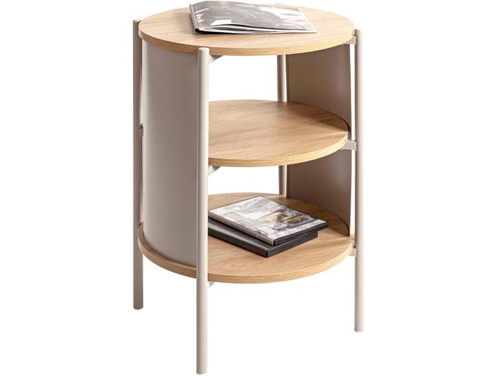 Beistelltisch HAKU Nachtkonsole, Sofatisch, Wohnzimmertisch , braun (kaschmirgrau, kaschmirgrau, braun), B:44cm H:60cm T:44cm, Tische, Beistelltisch, rund - aus MDF Braun - Ø/H 44/60 cm