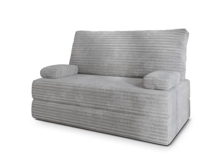 Masseno Schaumstoffsofa LADIA mit Schlaffunktion, Schlafsofa, Wohnzimmersofa, Couch, Sofa, Bettsofa, Kordstoff – Hellgrau TILIA 86