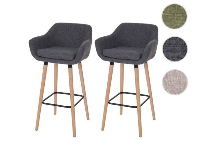 2x Tabouret de bar Malmö T381 ~ tissu gris
