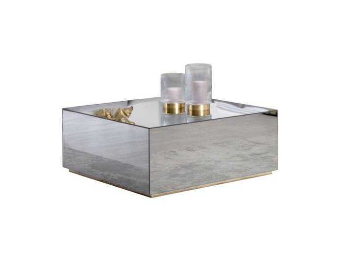 Table basse carrée 90x90 effet miroir structure MDF