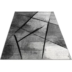 KURZFLORTEPPICH, abstrakt, Dunkelgrau, 60 x 100 cm