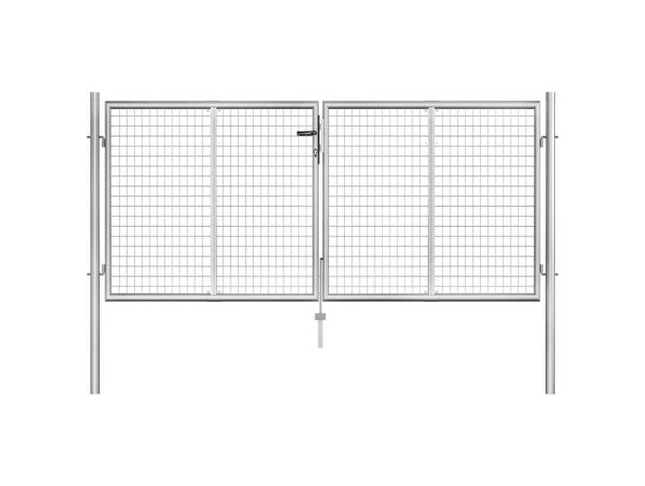 vidaXL Gartentor verzinkter Stahl 306x100 cm Silber