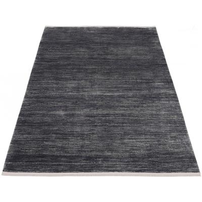 Teppich OCI DIE TEPPICHMARKE "BESTSELLER GLORY", grau (grau, dunkel), B:240cm H:8mm L:300cm, Viskose, Teppiche, Teppich, Glanz Viskose, mit Fransen, Hoch Tief Struktur, Vintage, Wohnzimmer