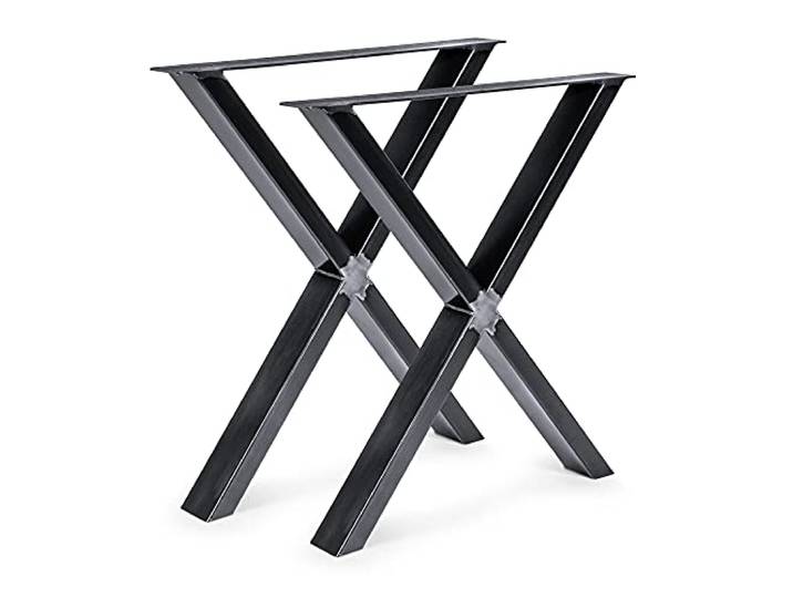Magnetic Mobel 2 x Tischgestell Tischkufen Tischuntergestell Tischbeine X - Gestell (Industrial (Klarlack), B67 x H72 cm)