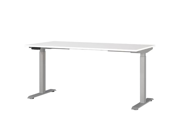 Bureau réglable en hauteur Jet 160cm Blanc/Blanc/Argenté