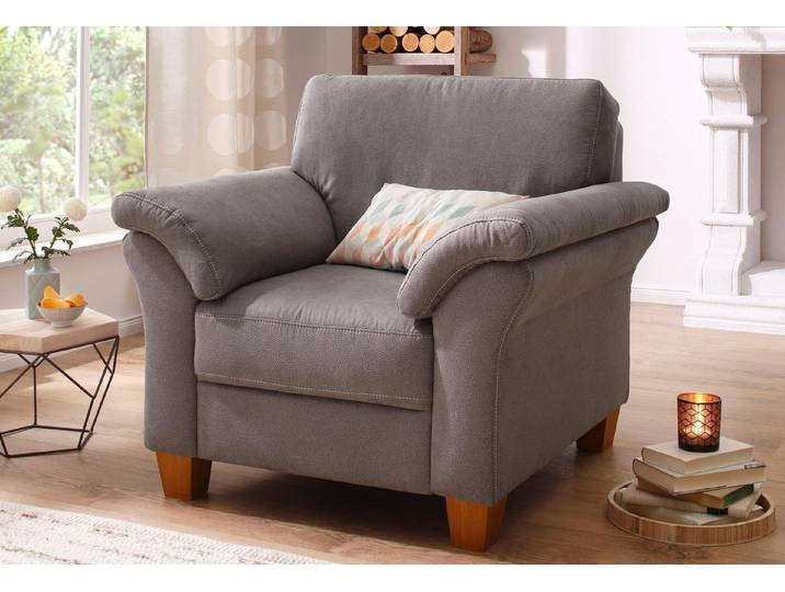 OTTO home Sessel Borkum, B: 101 cm, Federkern-Polsterung, komfortable Sitzhöhe 46 cm, Frei im Raum stellbar, Massivholzfüße, wohnliches Design