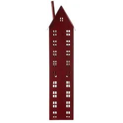 HOME STORY Laterne Haus   , rot , Aluminium , Maße (cm): B: 13 H: 52 T: 11.5