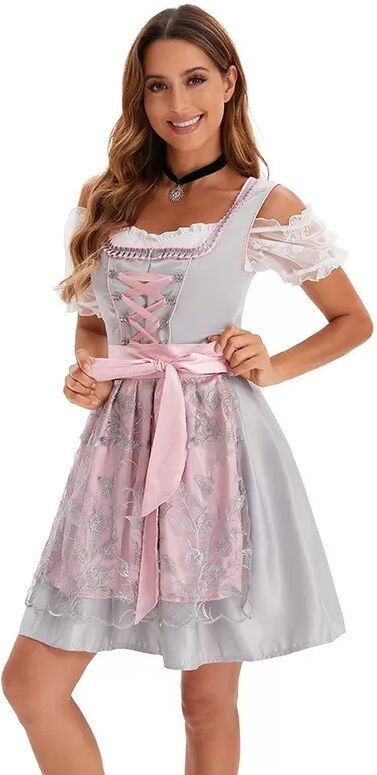 INF Bayerisches Bierfest Dirndl Kleid - Damen Trachten Outfit mit Bluse, Rock, Schürze & Band M