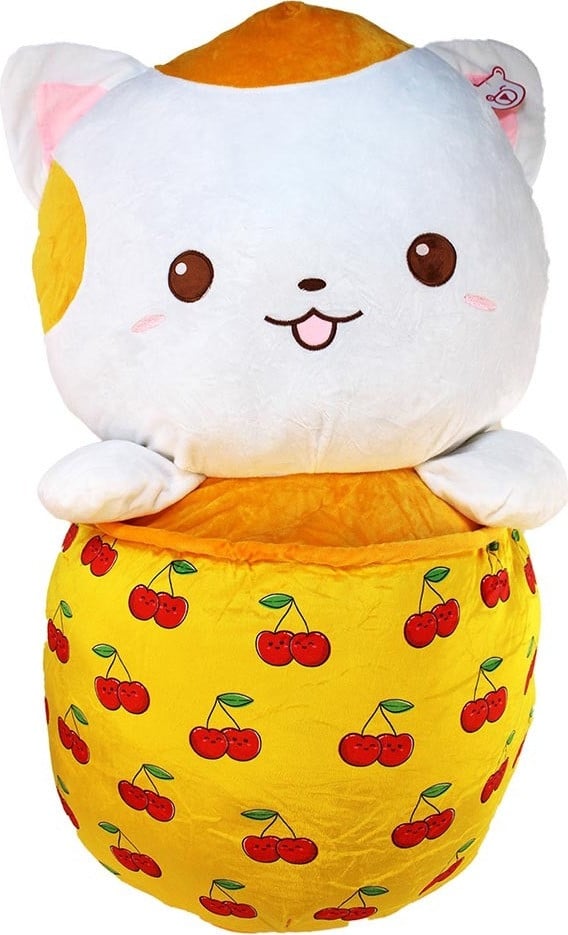 Bemiro Pluche Kat Bubble Tea Geel - 60 cm