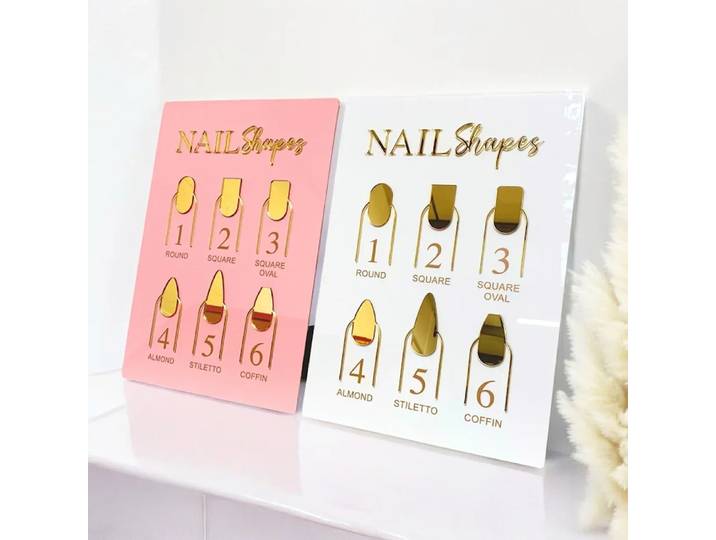 Nail Shape Display Sign Acrylic Salon Sign Aesthetics & Nail Care Artistry Nail Tech Essential Small Business Signage