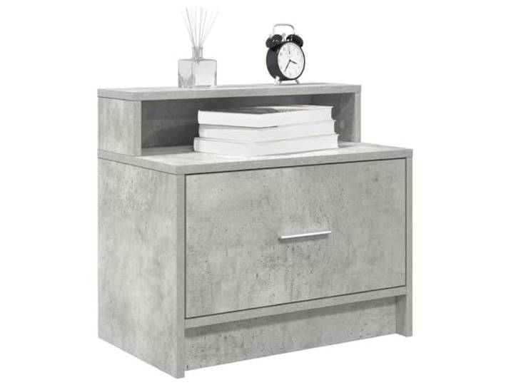 HEFZGDB Nachttische mit Schublade 2 STK. Betongrau 51x31x47 cm, Stauraum Schrank Holzwerkstoff Möbel für Schlafzimmer, Langlebig Robust mit Ablage, Wandhalterung inklusive,