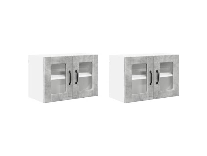 HKTMGDNG Hängeschrank 2er Set Küchenschrank Betongrau 60x31x40 cm Wandmontierter Küchenoberschrank für Küche und Speisekammer. Bietet strukturierten Stauraum mit pflegeleichter Oberfläche.