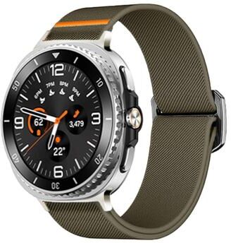 United Elastic Samsung Galaxy Watch8 Band Soft Nylon Watch Band With Adjustable Bull Bead Buckle For Watch Classic army Green