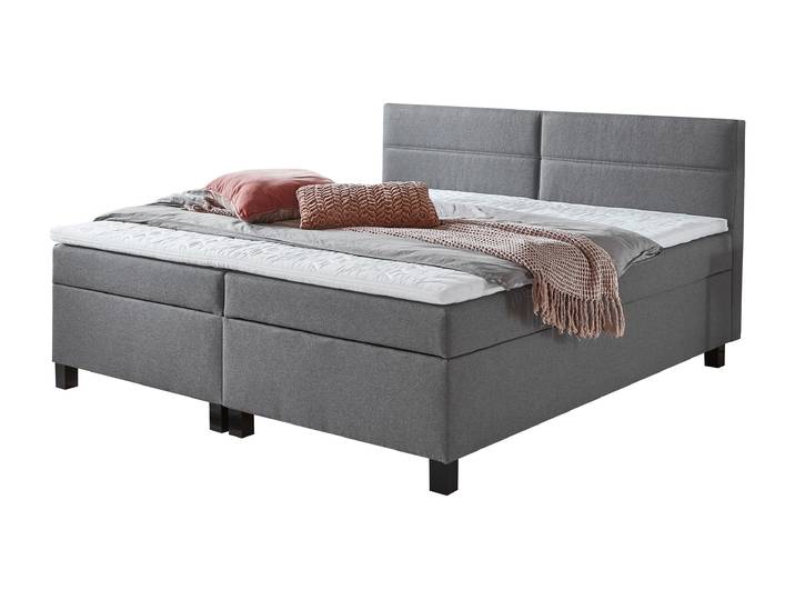 Boxbett 180 x 200 cm grau mit Bettkasten - CRESCO