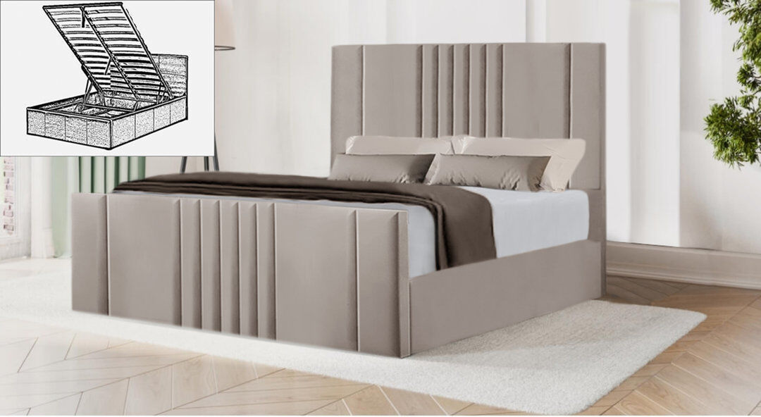 Ebern Designs Moherek Upholstered Storage Bed Silver King (150 x 211 cm)