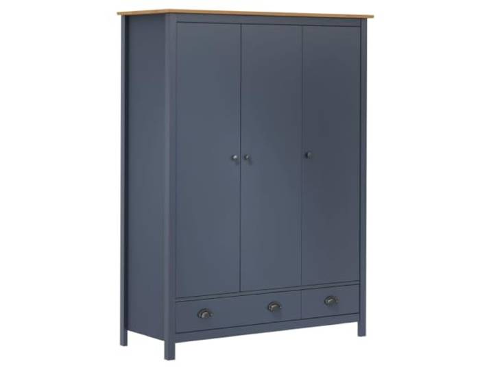 Xolmizyn Kleiderschrank Hill, 3 Türen & 2 Schubladen, Grau, 127x50x170 cm Massives Kiefernholz, Mit Kleiderstange, Vielseitiger Stauraum, Robust & Stabil