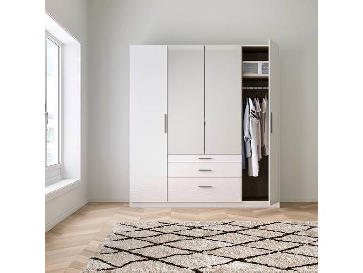 Armoire à portes battantes IV 181 x 210cm Blanc/Blanc brillant/Blanc alpin