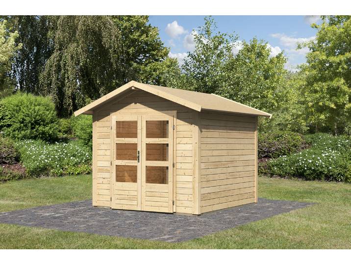 Gartenhaus KARIBU Talkau 4 , beige (naturbelassen), ohne Fußboden, ohne Dacheindeckung, Holzwerkstoff, Gartenhäuser, Gartenhaus
