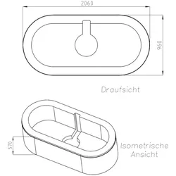 Neuesbad Wannenträger für Villeroy & Boch Cetus 190x80 oval nur m. Ablage SW12168