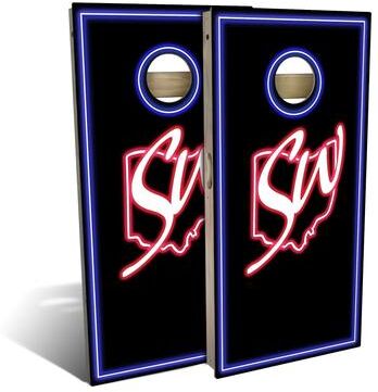 Skip's Garage Neon Light Outdoor Cornhole Board Set