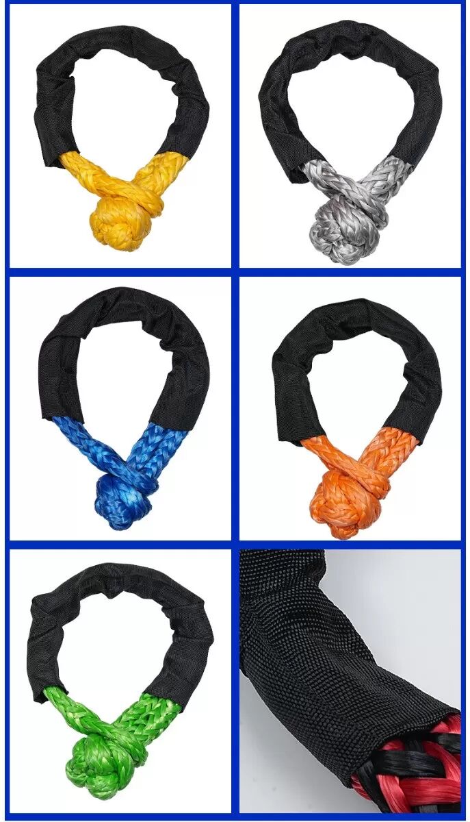 INF Câble de remorquage manille souple UHMWPE - Manille tressée sans nœud avec manchette de protection pour remorquage Rouge