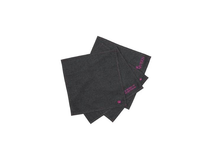 Stoffserviette PAD Denim Queen Black 45 cm x 45 cm, 2 Stück , grau (pink, schwarz), B:45cm L:45cm, Servietten, Stoffserviette