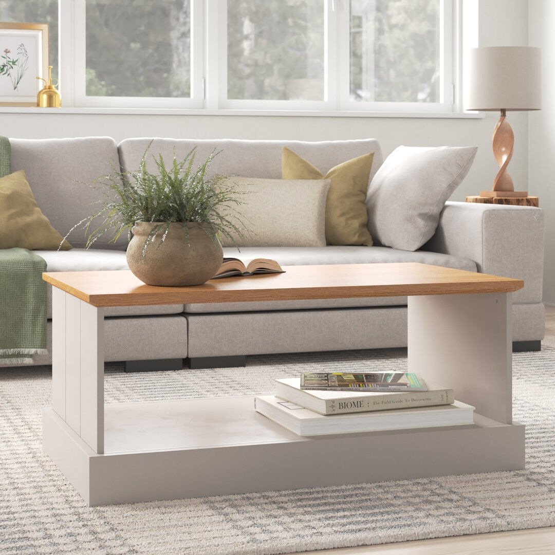 Fernleaf Brielle Floor Shelf Coffee Table with Storage Grey 43cm H X 100cm W X 47cm D