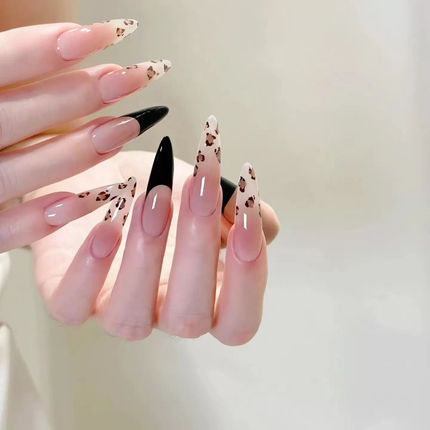 INF Französische Leopard Print Lange Nagelaufkleber - Salonqualität Look