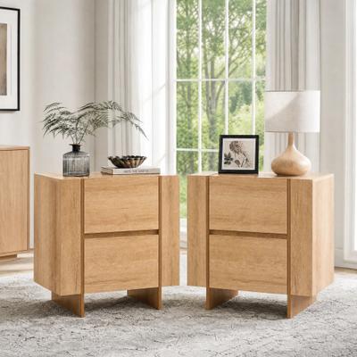 afulyperfllc Modern 2 Drawers Nightstand w/ Charging Station, End Table for Bedroom