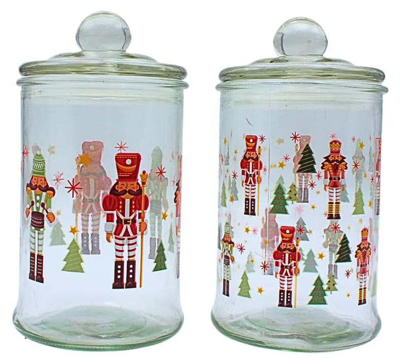 Dekohelden24 Aromadoos met kerstmotief voor koekjes, glazen container