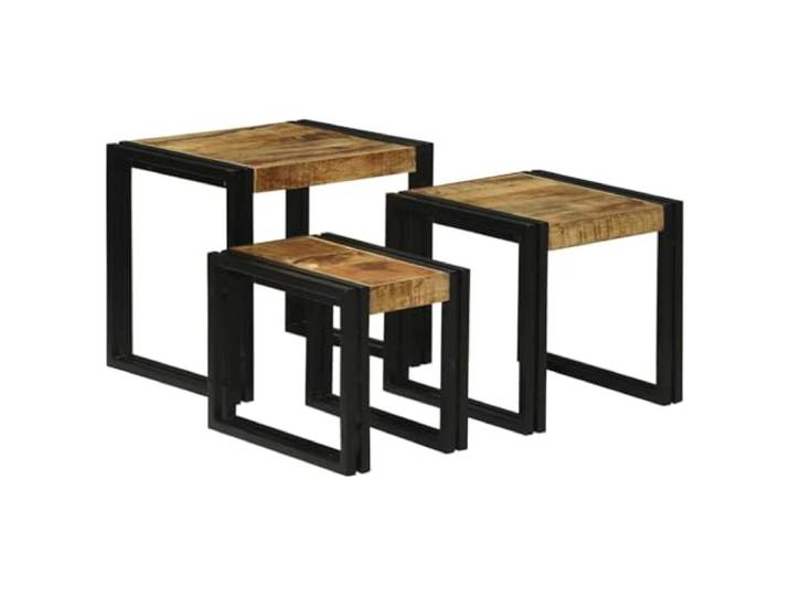 GPUTYGHN Nestingtisch 3 STK. Braun und Schwarz 50 x 40 x 45 cm Industrieller Loft-Stil, raue Materialien, platzsparend ineinanderstellbar, vielseitig als Couchtisch oder Seitentisch