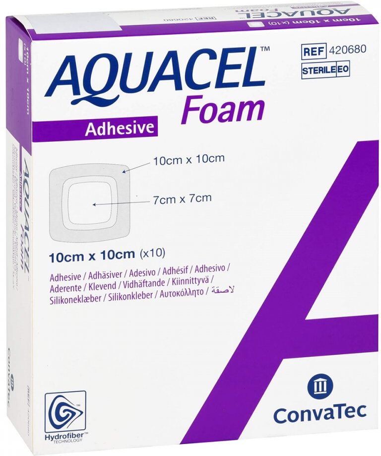 Aquacel Foam adhäsiv 10x10 cm Verband