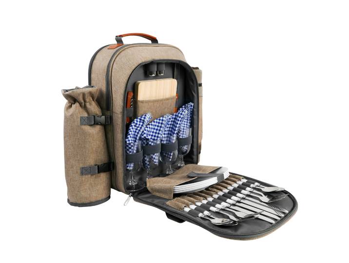 Picknick Rucksack Set für 4 Personen braun