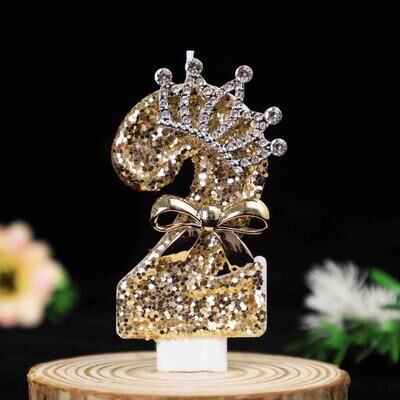 Uplift Treasures Gold Crown Number Birthday Cake Candle For Elegant Cake Decoration 2