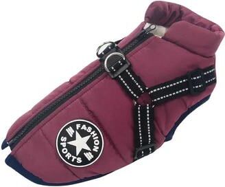 Multisell Products Hub Waterproof Big Dog Coat, Large Pet Dog Jacket With Harness, Winter Warm Clothes For Labrador & French Bulldog purple l