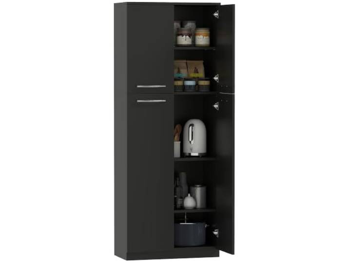 HOMCOM Küchen-Kredenz mit 2 Schränken verstellbare Regale Schwarz Vorratsschrank, Küchenschrank aus MDF, für Esszimmer, Wohnzimmer, Wohnraum, 59x31x155 cm