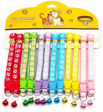 Uplift Picks Twelve Piece Adjustable Nylon Pet Collar Set With Bell For Cats Dogs And Puppies j