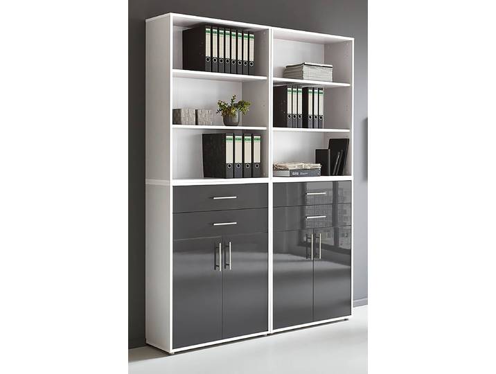 Armoire murale - 4 éléments A 85 x 114 x 33cm Blanc/Anthracite/Blanc