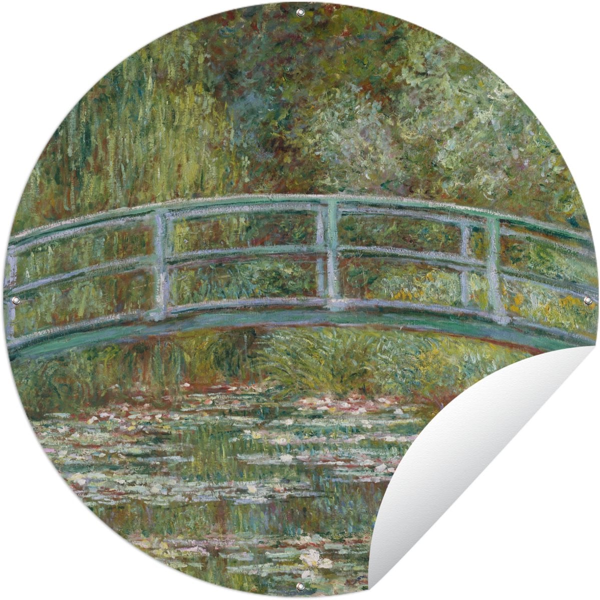 Ronde tuinposter De Japanse brug en waterlelies van Claude Monet - 150 x 150 cm