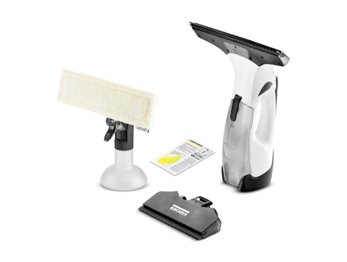Kärcher raamstofzuiger WV 5 Plus N, batterijduur: 35 min, LED-laadstatusindicator, 2 zuigmonden, spuitfles met microvezelafdekking, 20 ml raamreinigerconcentraat