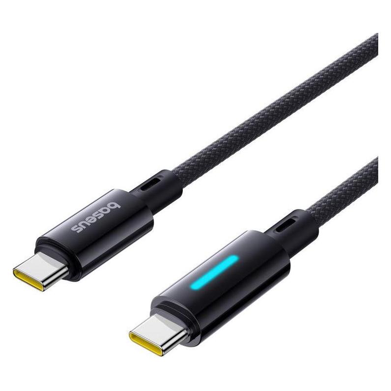 Baseus Lit Button-Control Fast Charging Data Cable USB-C to USB-C 100W 1m Cosmic Black (1 m, 100 W) (P10379000121-00)