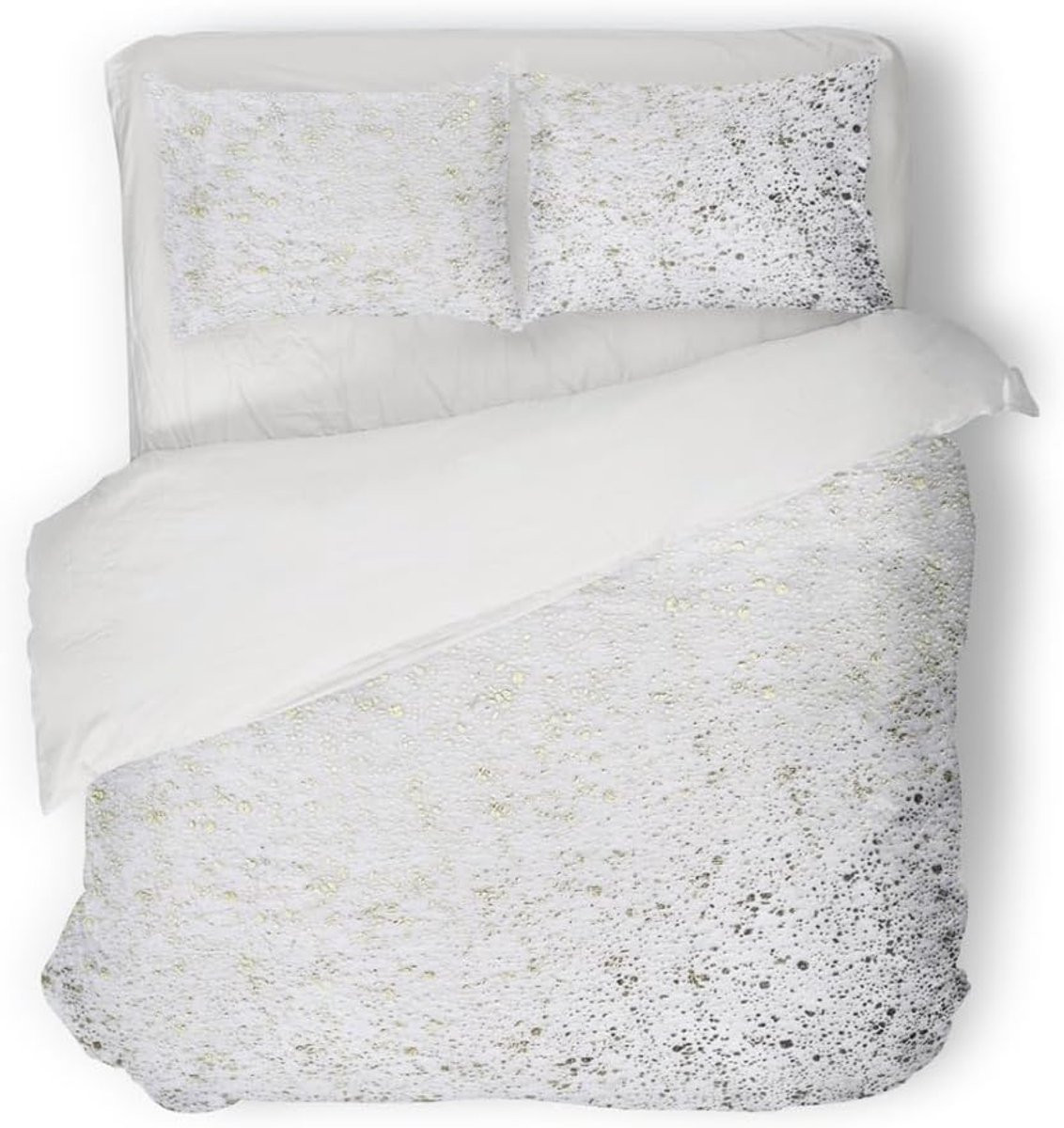 Velvet Dekbedovertrek met Foil Print Design - Wit - 200 x 240 cm