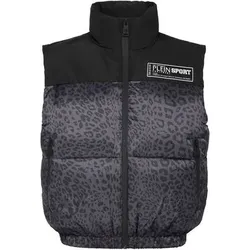 PLEIN SPORT Kurze Weste LEOPARD, Größe XS in Schwarz 02