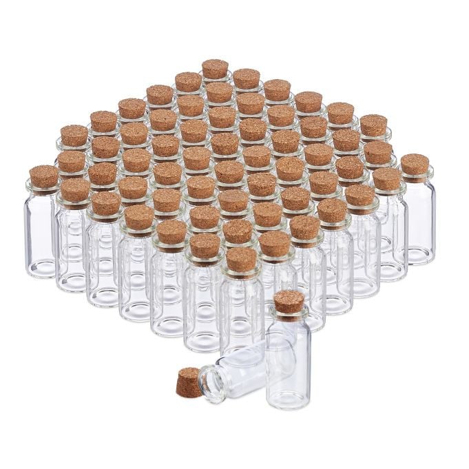 Relaxdays Mini glasflesjes met kurk