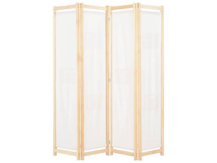 Paravent Outdoor Wetterfest Blackout Curtain 4-teiliger Raumteiler Cremeweiß 160 x 170 x 4 cm Stoff