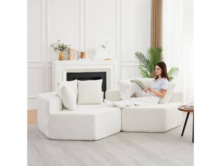 I0I&I0I Sechseckiger Einzelsessel Mit Chenillebezug Modulares Design, Vielseitig Kombinierbar Für Wohnzimmer, Schlafzimmer Und Loungebereiche (Beige + Chenille + Foam+Spring + Modern + 2 Seat)