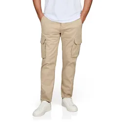DENIMFY Cargohose Herren Stretch mit Gürtel DFLuke - Beige - 31